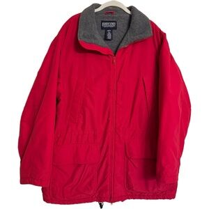 Vintage Lands End Squall Polartec Coat Jacket Mens Lrg Red 42-44 Fleece Lined